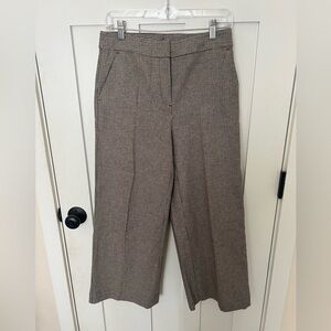 Loft Wide Leg Gingham Cropped Dress Pants Size O Linen cotton Blend Academia